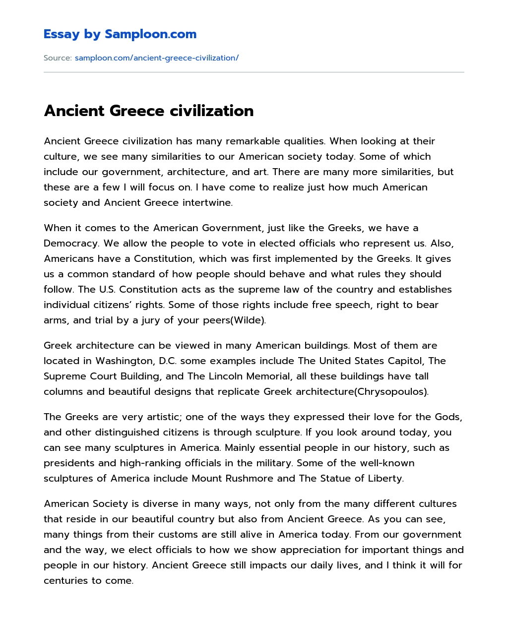 Ancient Greece civilization essay