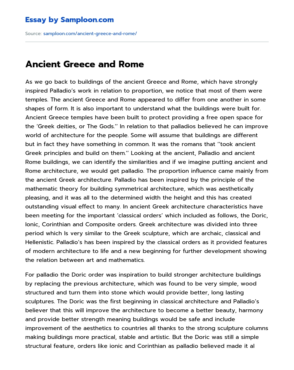 Ancient Greece and Rome essay