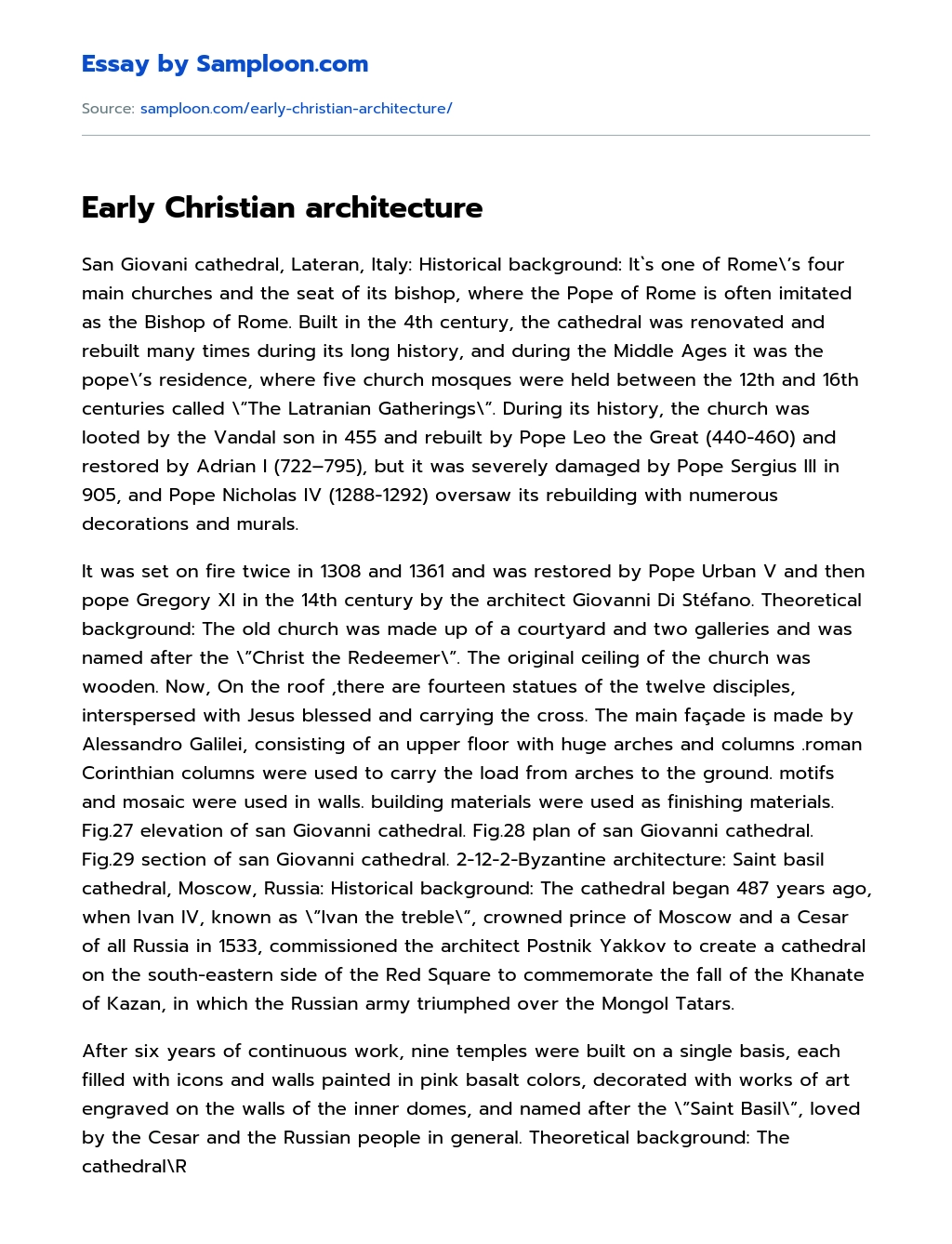 Early Christian architecture essay