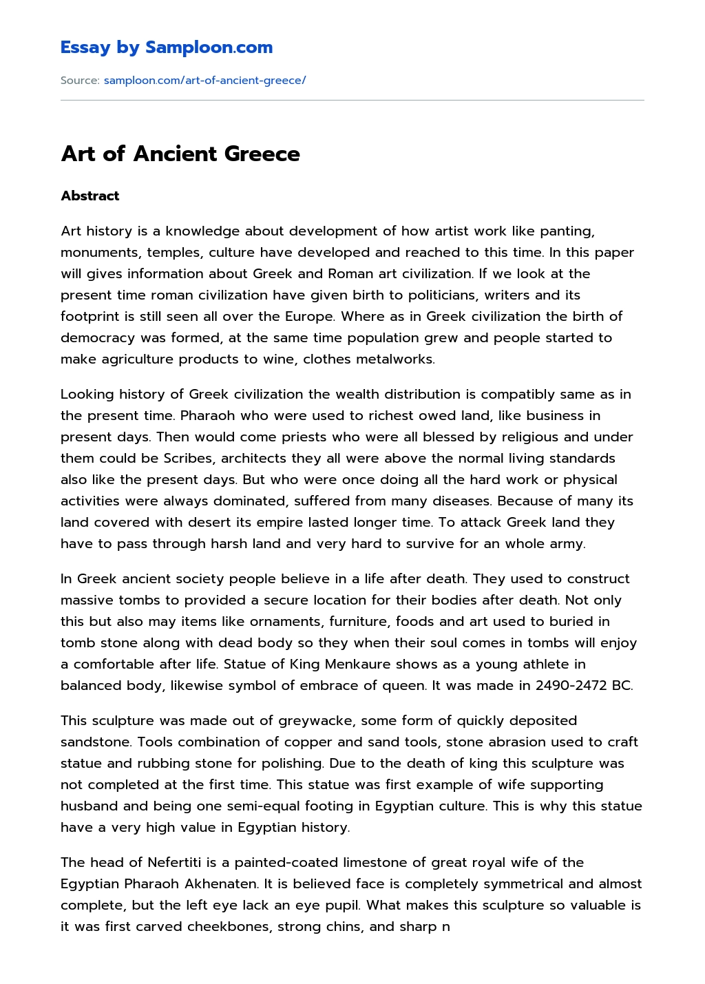 Art of Ancient Greece essay