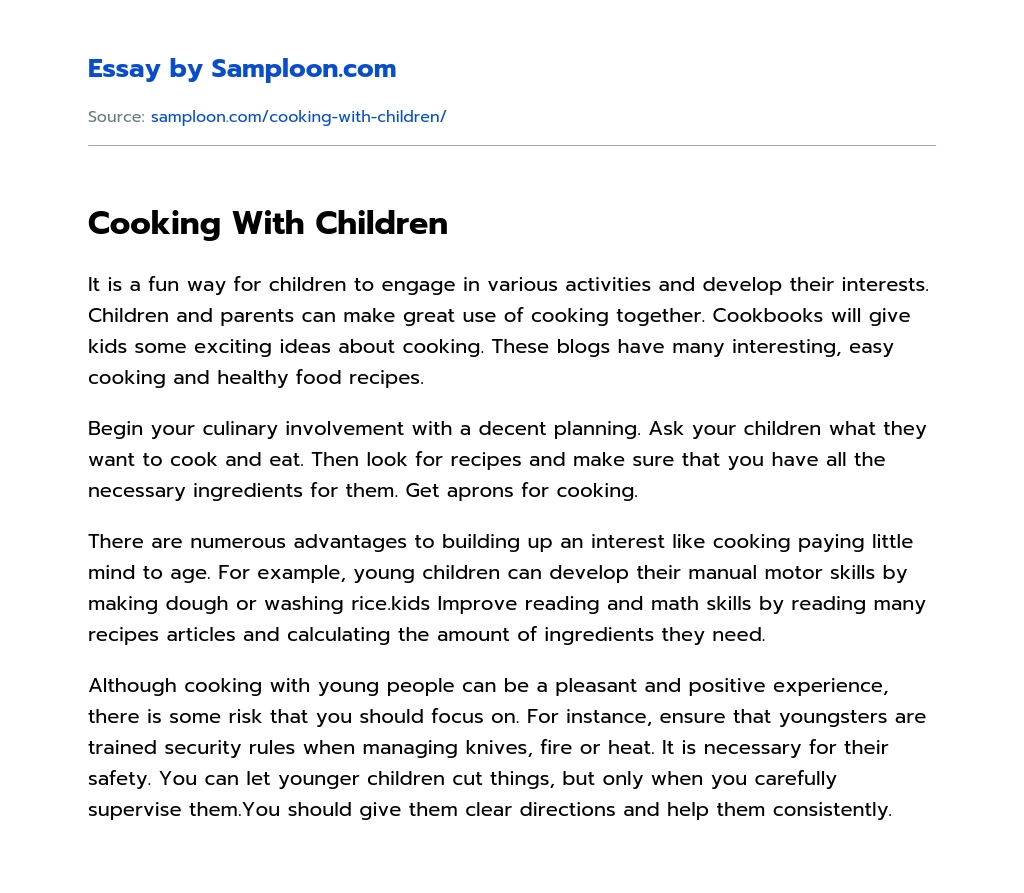 how to cook essay