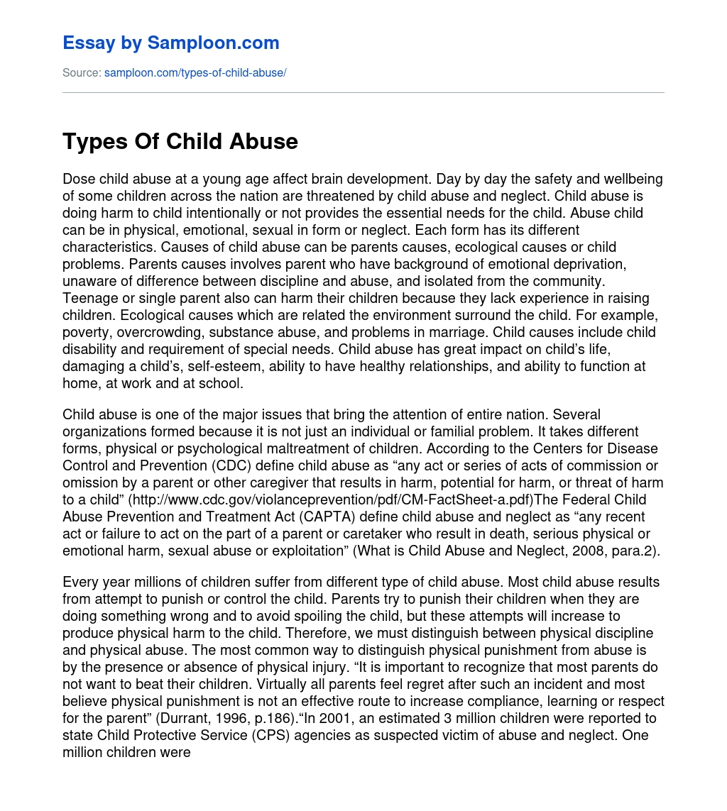 Types Of Child Abuse essay