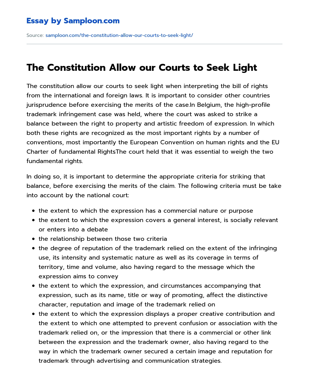The Constitution Allow our Courts to Seek Light essay
