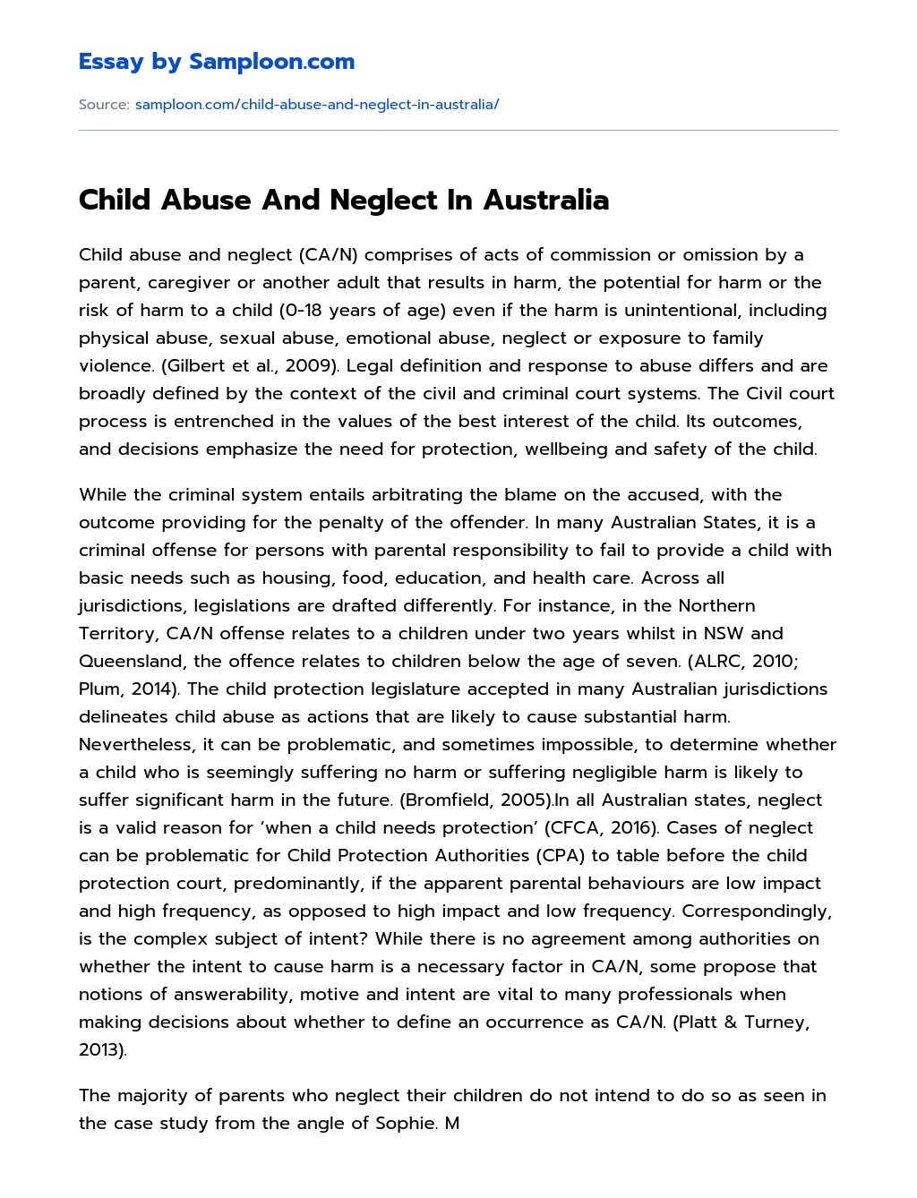 Child Abuse And Neglect In Australia essay