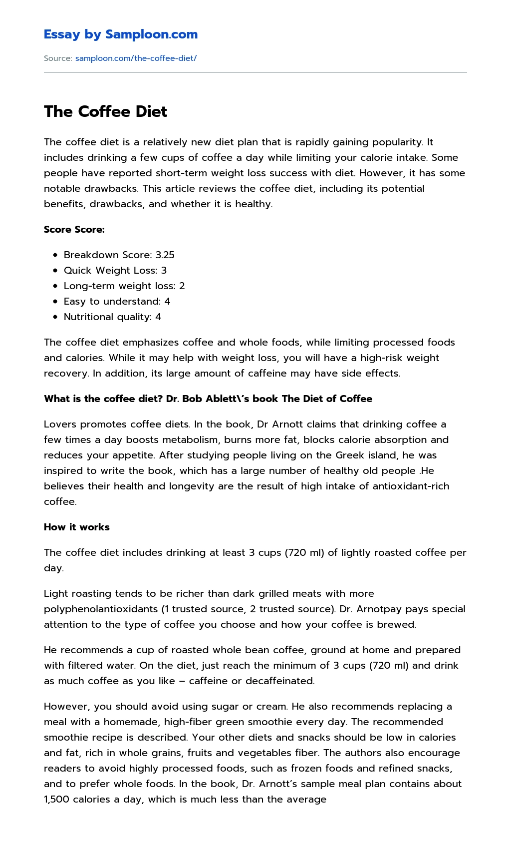 The Coffee Diet essay