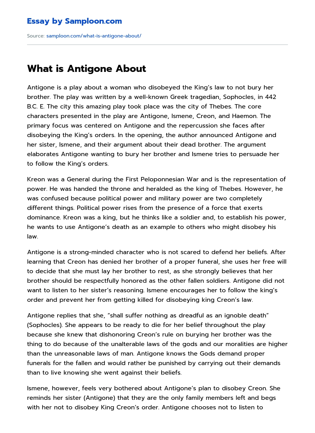 What is Antigone About essay