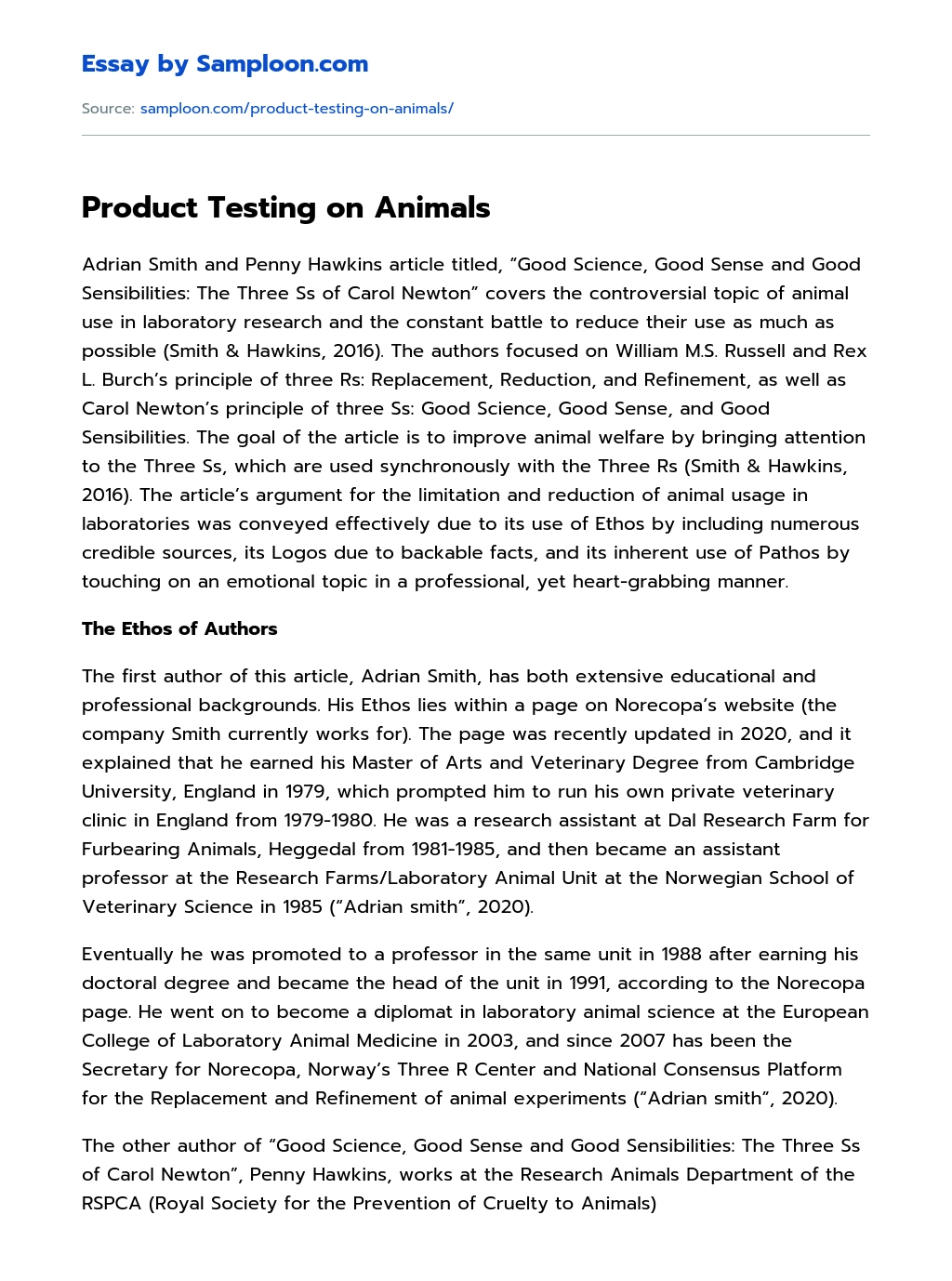 Product Testing on Animals essay