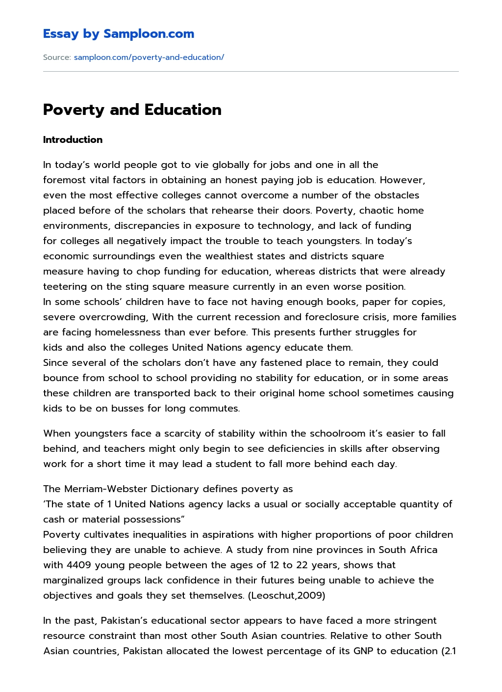 education in developing countries essay