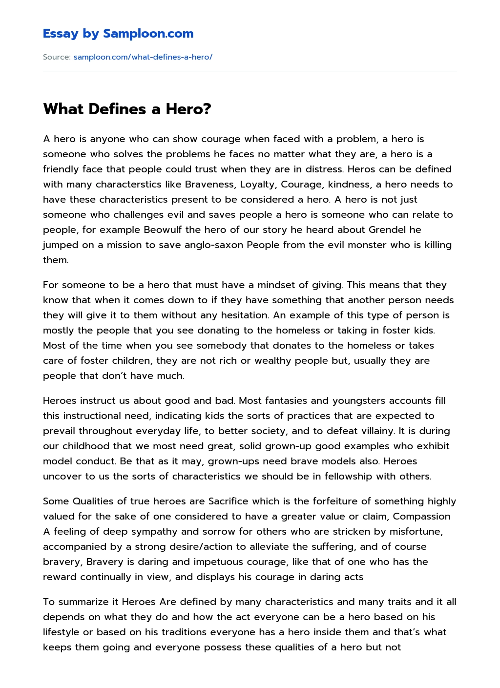 What Defines a Hero? essay