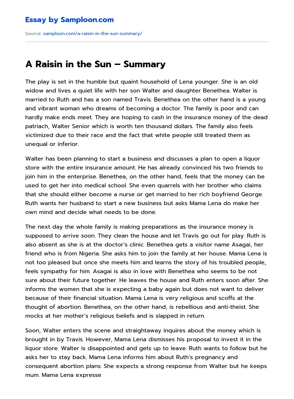 a raisin in the sun critical review