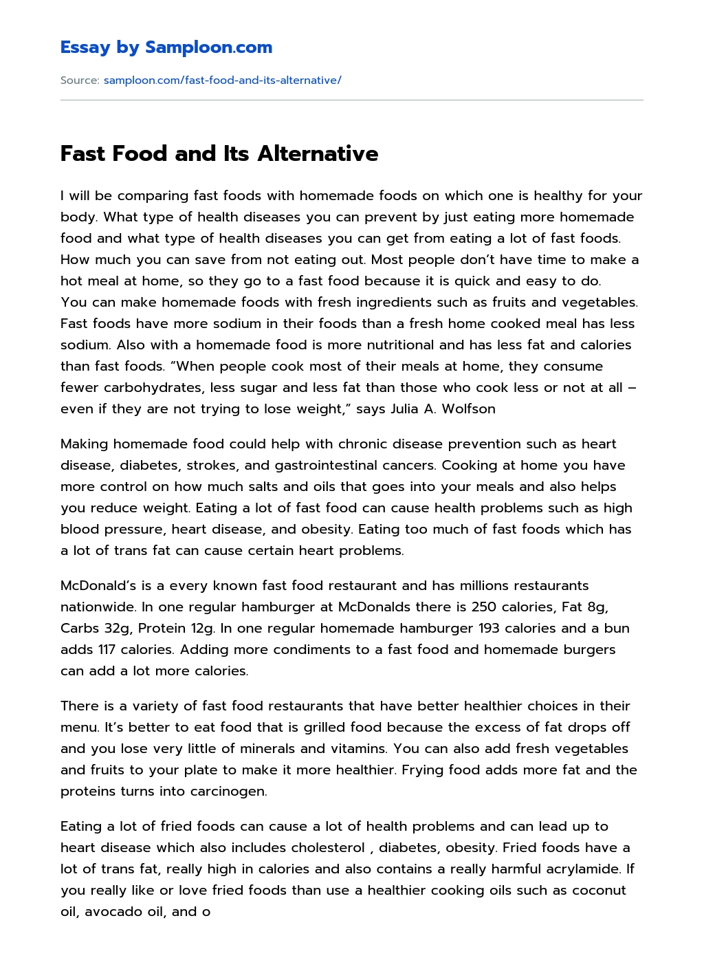 fast food diseases essay