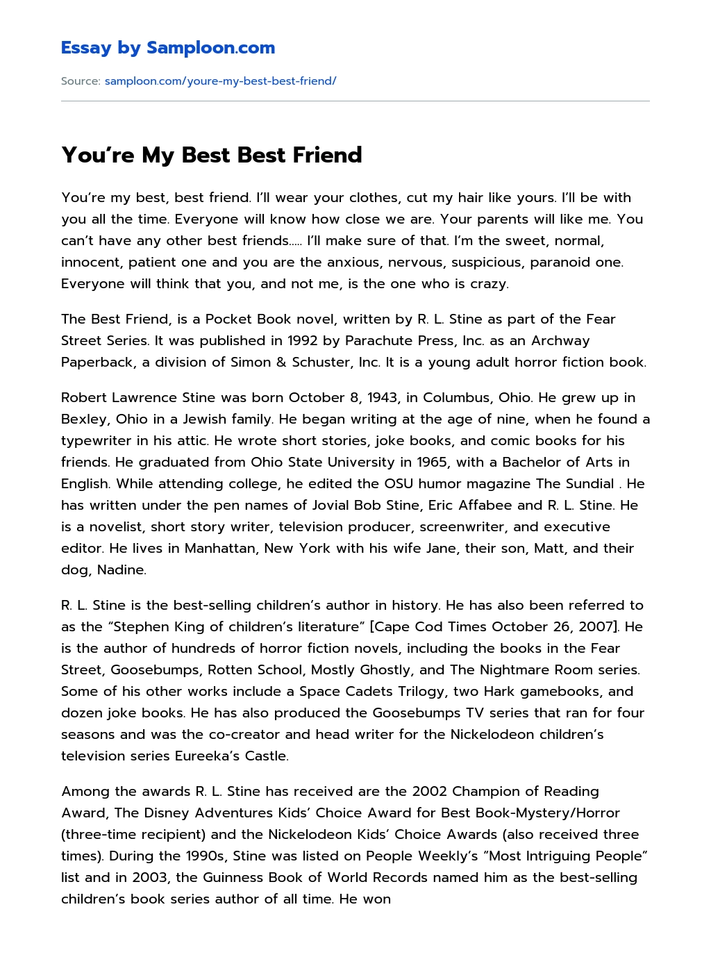 You’re My Best Best Friend essay