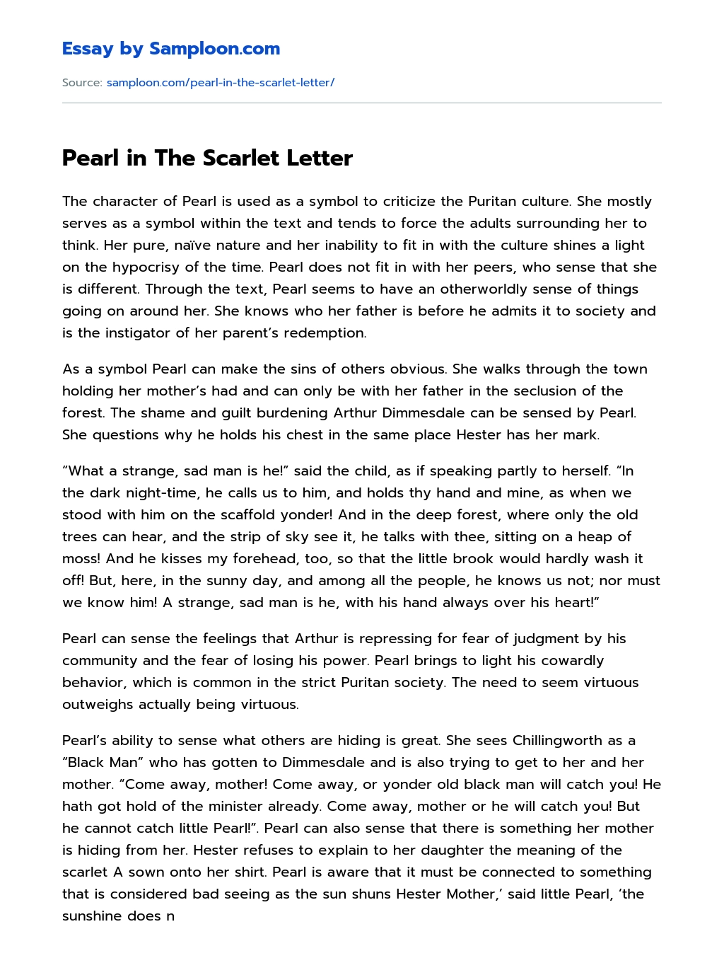 the scarlet letter analysis essay