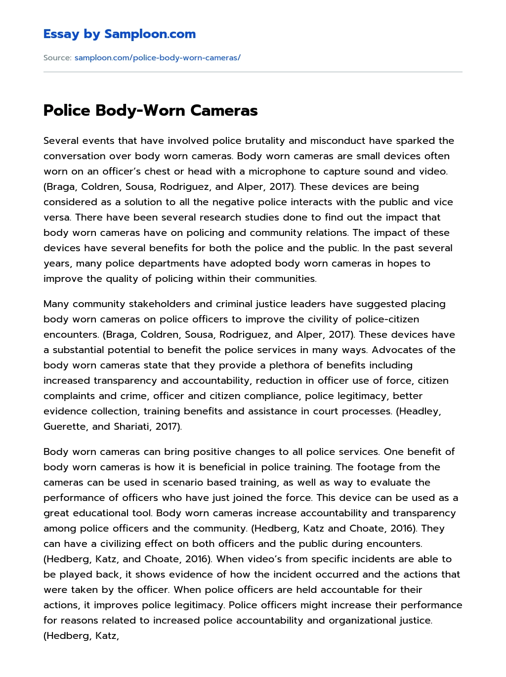 Police Body-Worn Cameras essay