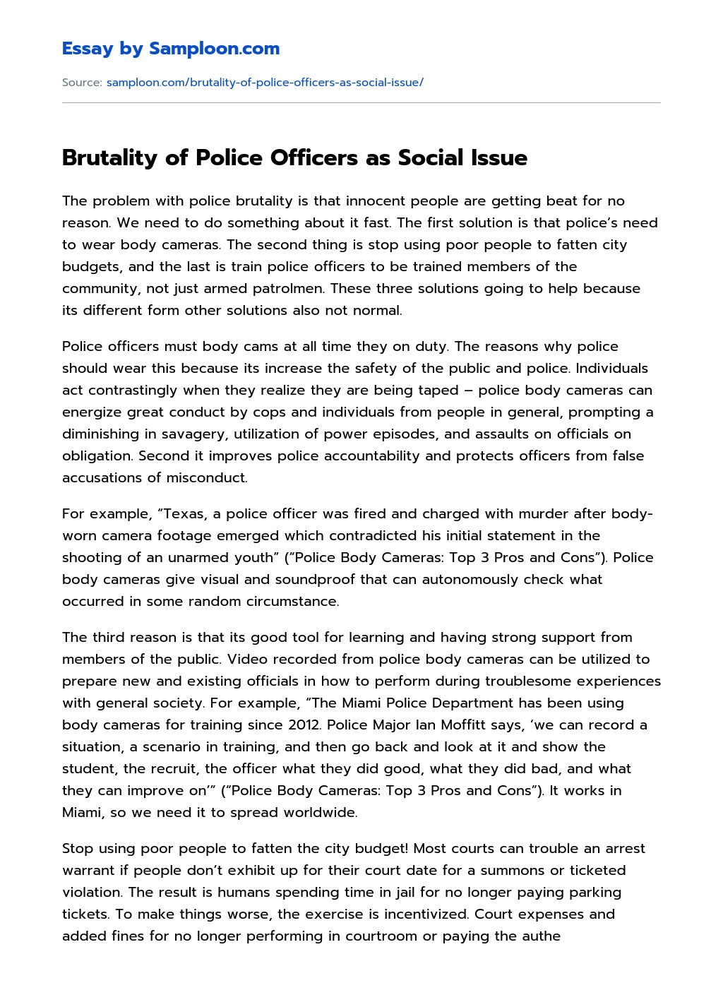 police brutality essay