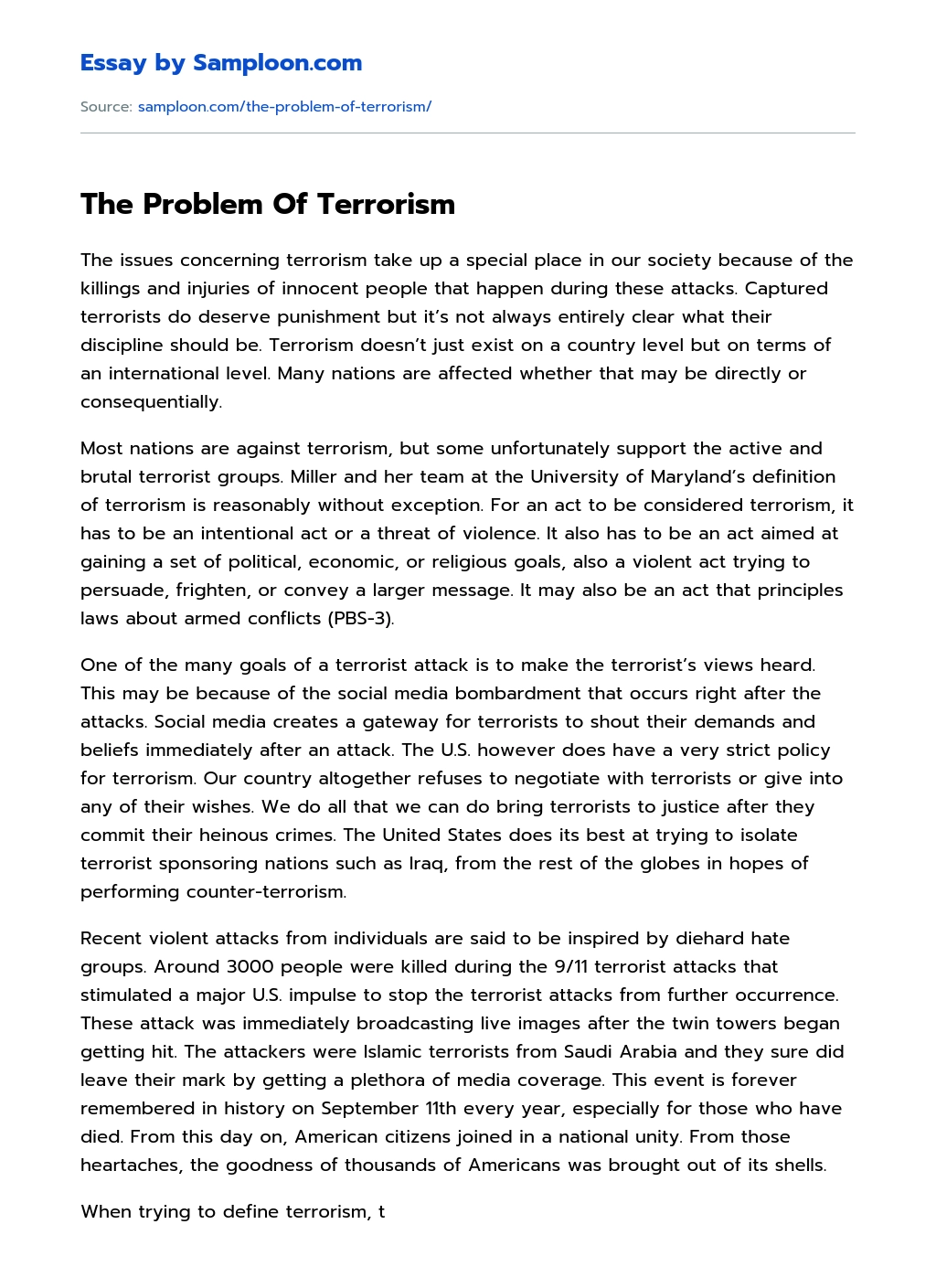 terrorism essay questions