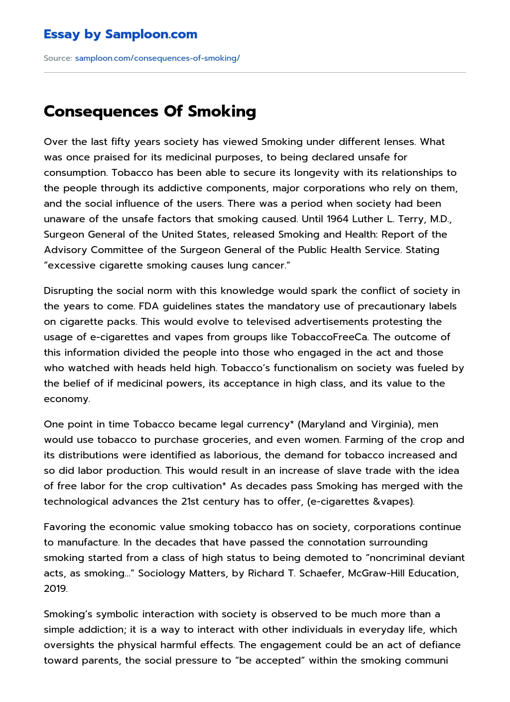 Consequences Of Smoking Cause And Effect Essay essay