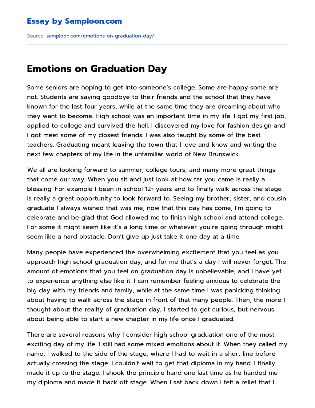 Emotions on Graduation Day essay