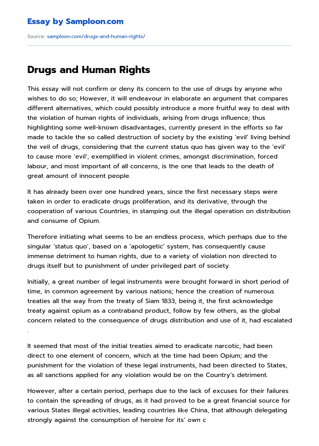 Drugs and Human Rights essay