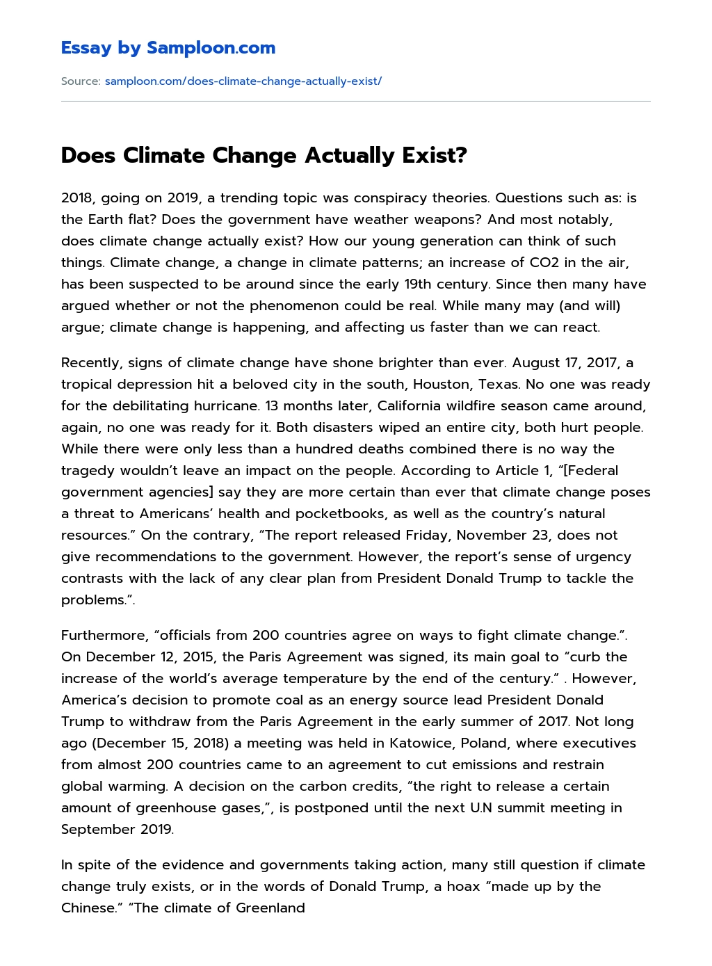 Does Climate Change Actually Exist? essay