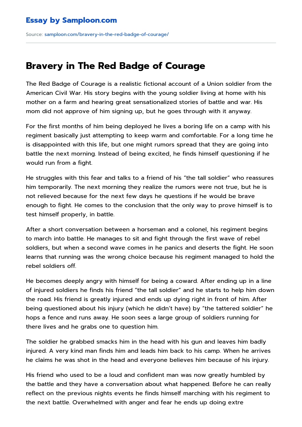 Bravery in The Red Badge of Courage essay