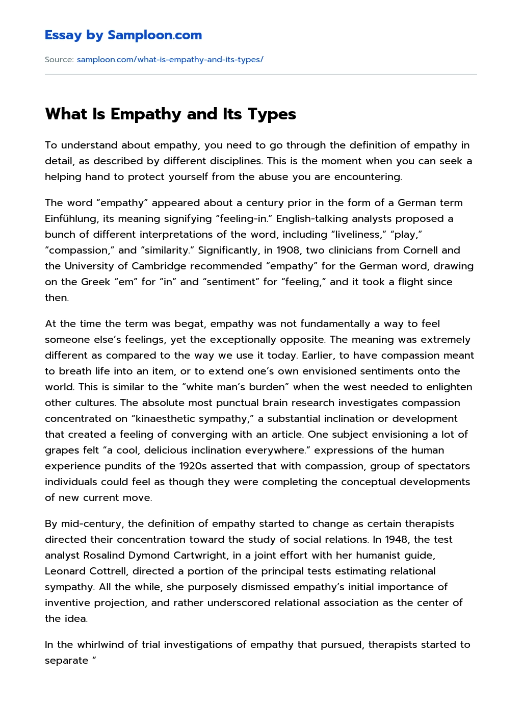 What Is Empathy and Its Types essay