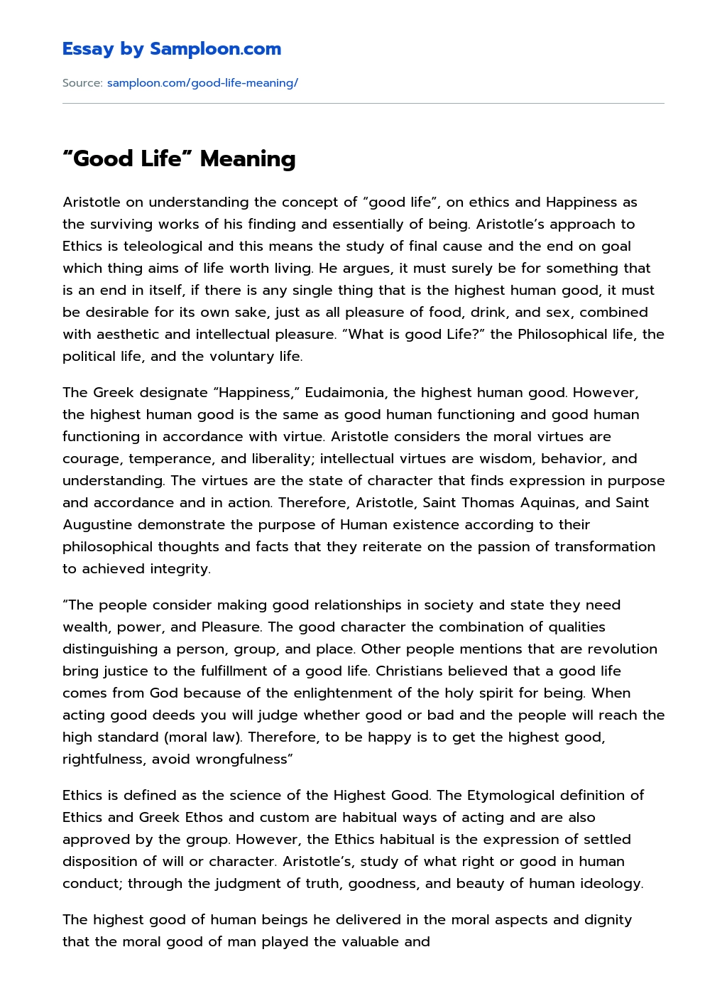 meaning and purpose of life essay
