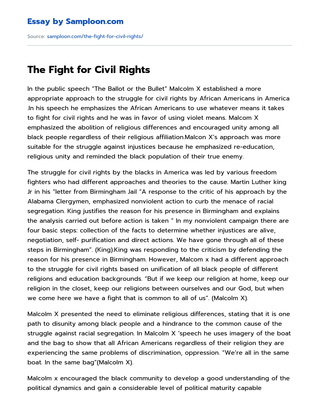 The Fight for Civil Rights essay