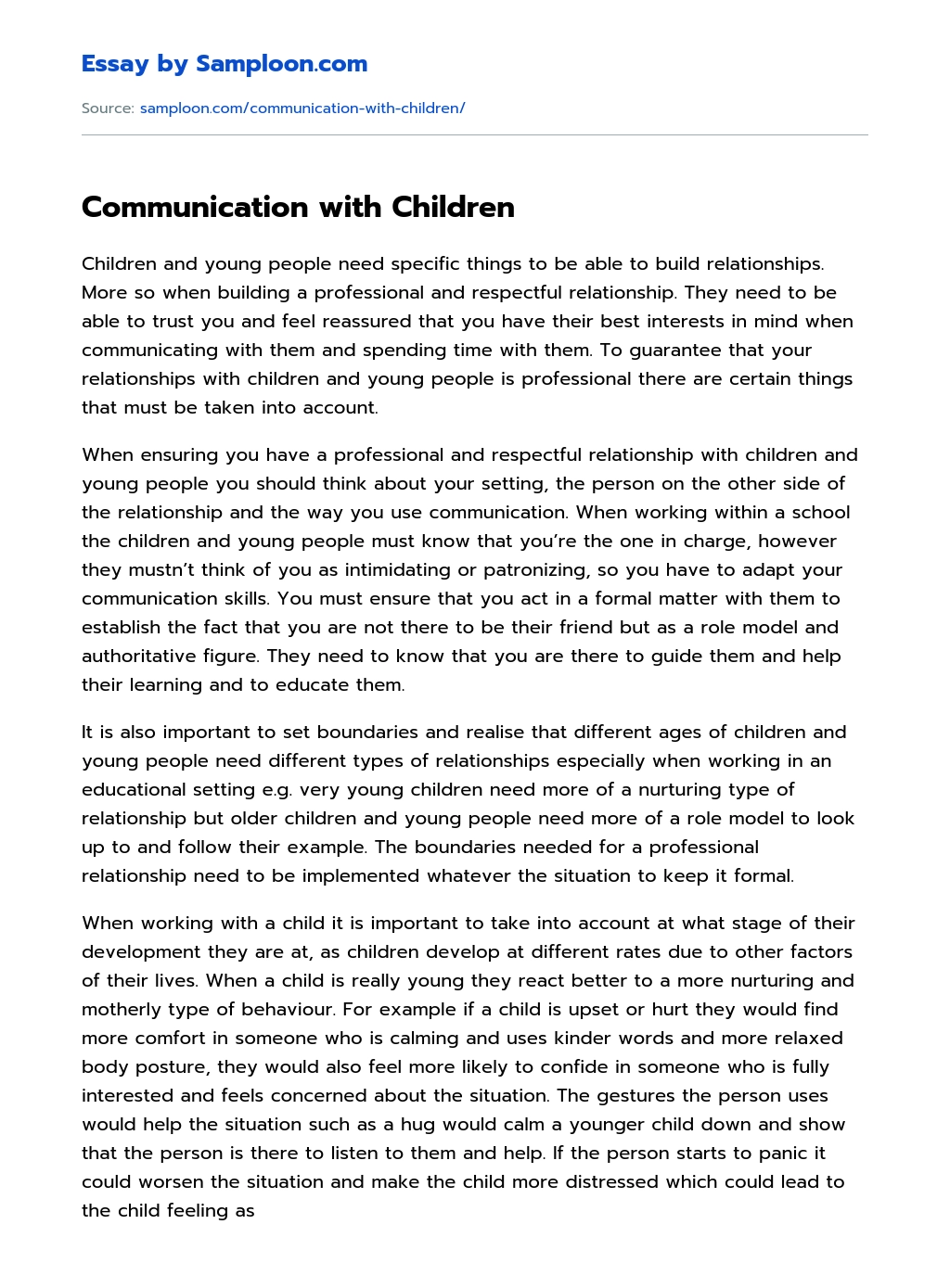 Communication with Children essay