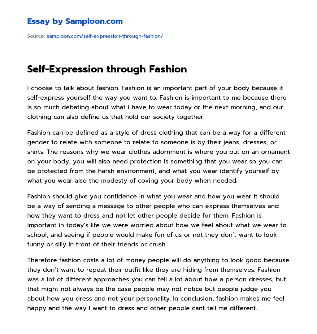 Self-Expression Through Fashion essay