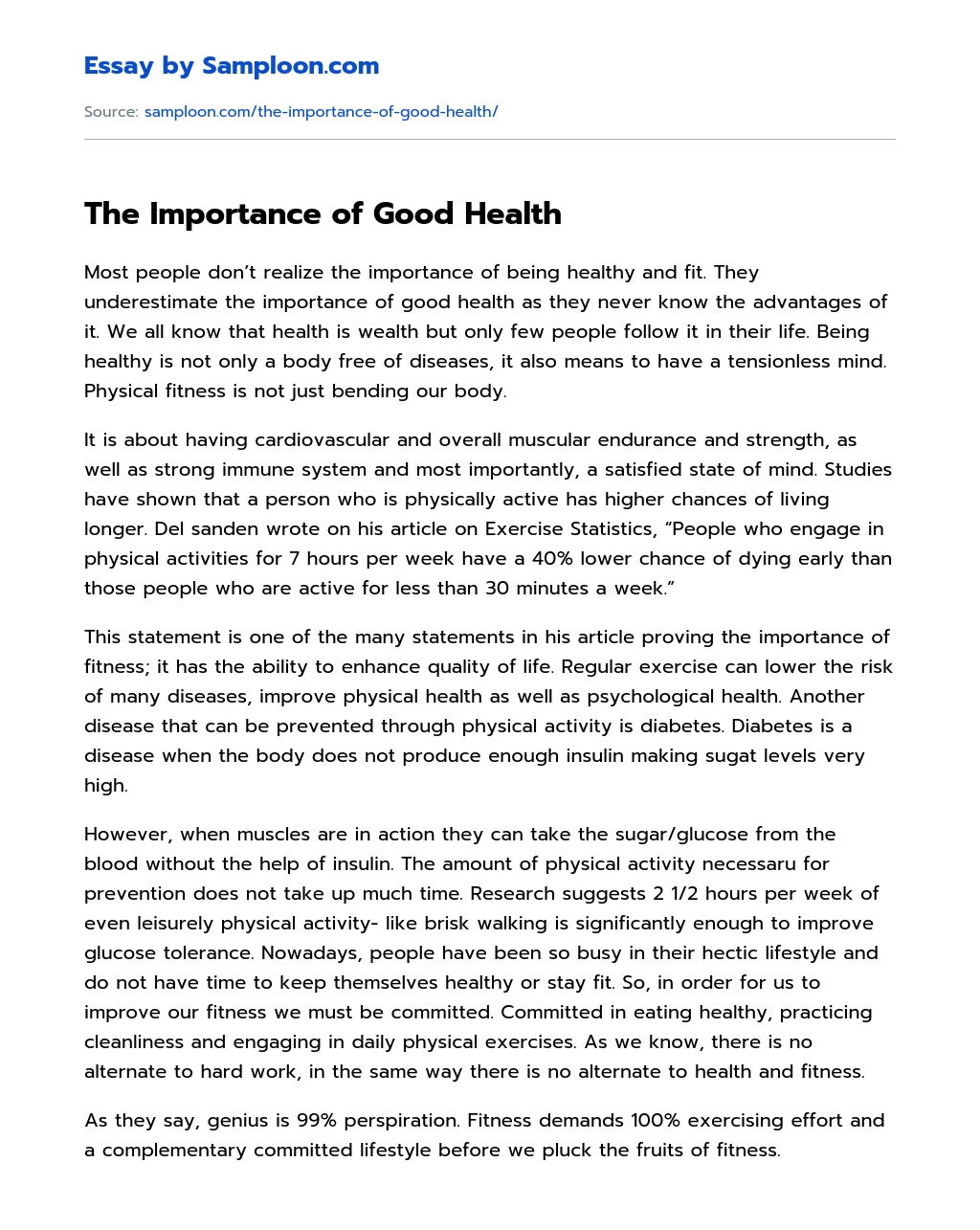 essay on good health is a blessing