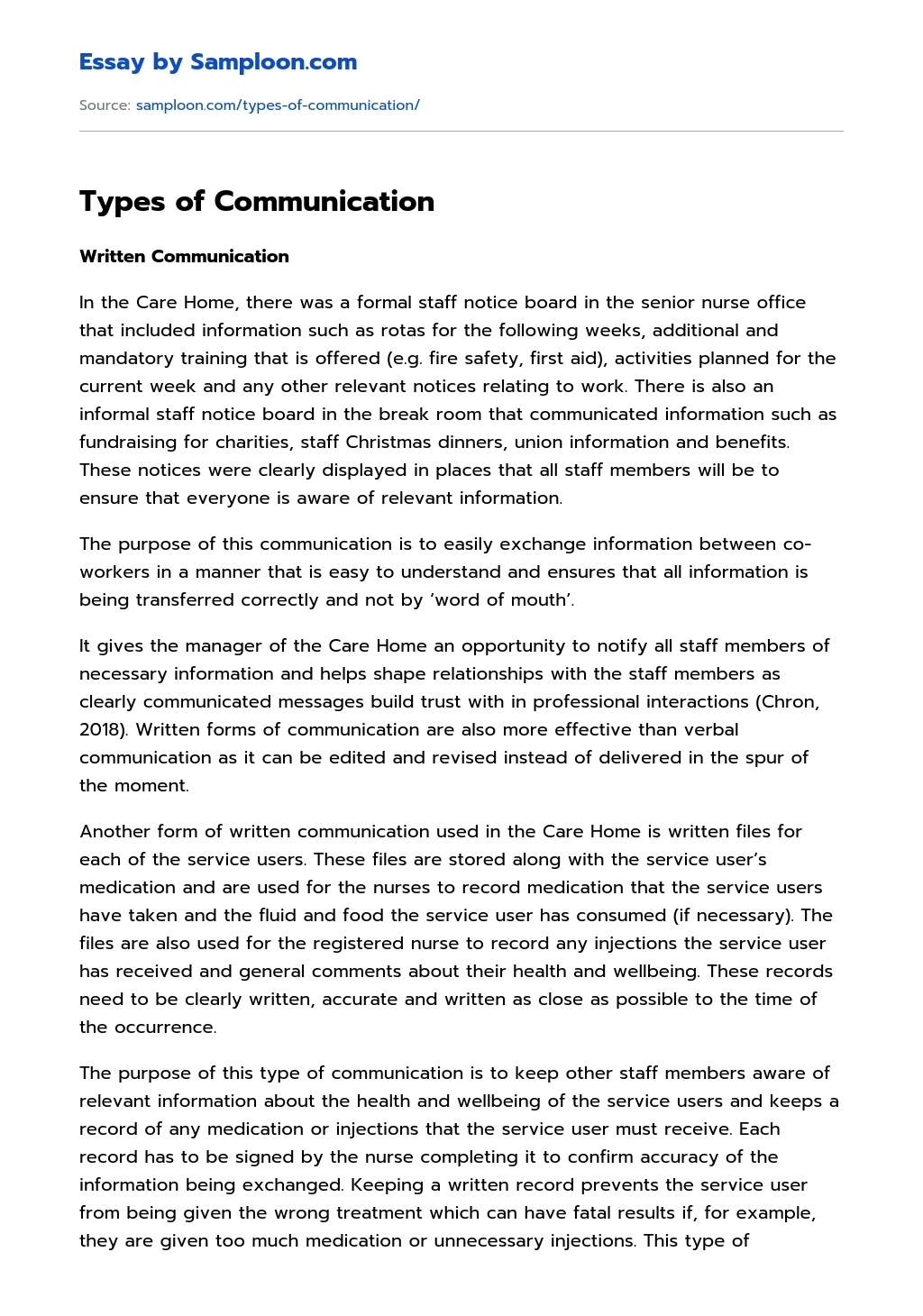 Types of Communication essay
