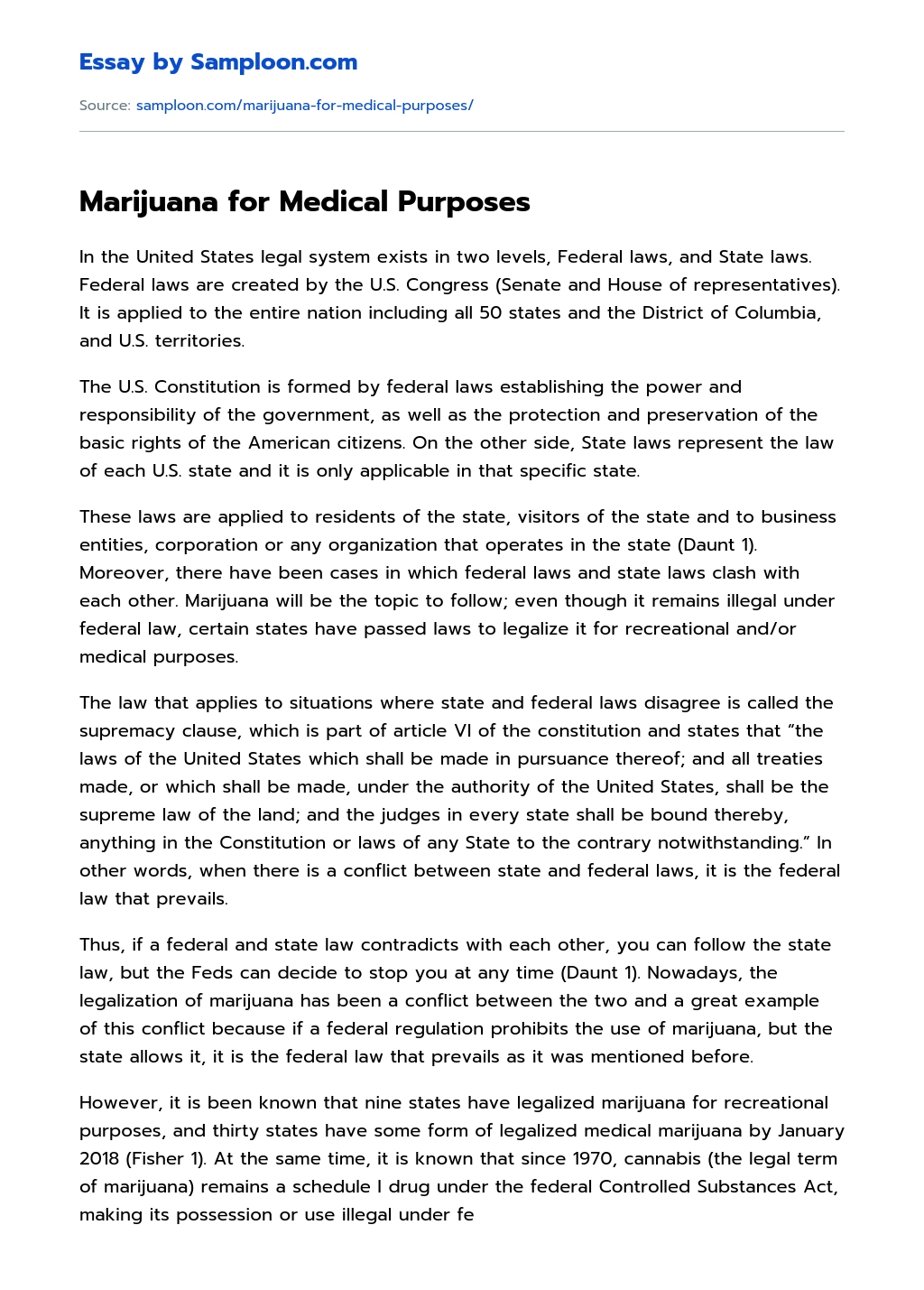 Marijuana for Medical Purposes essay