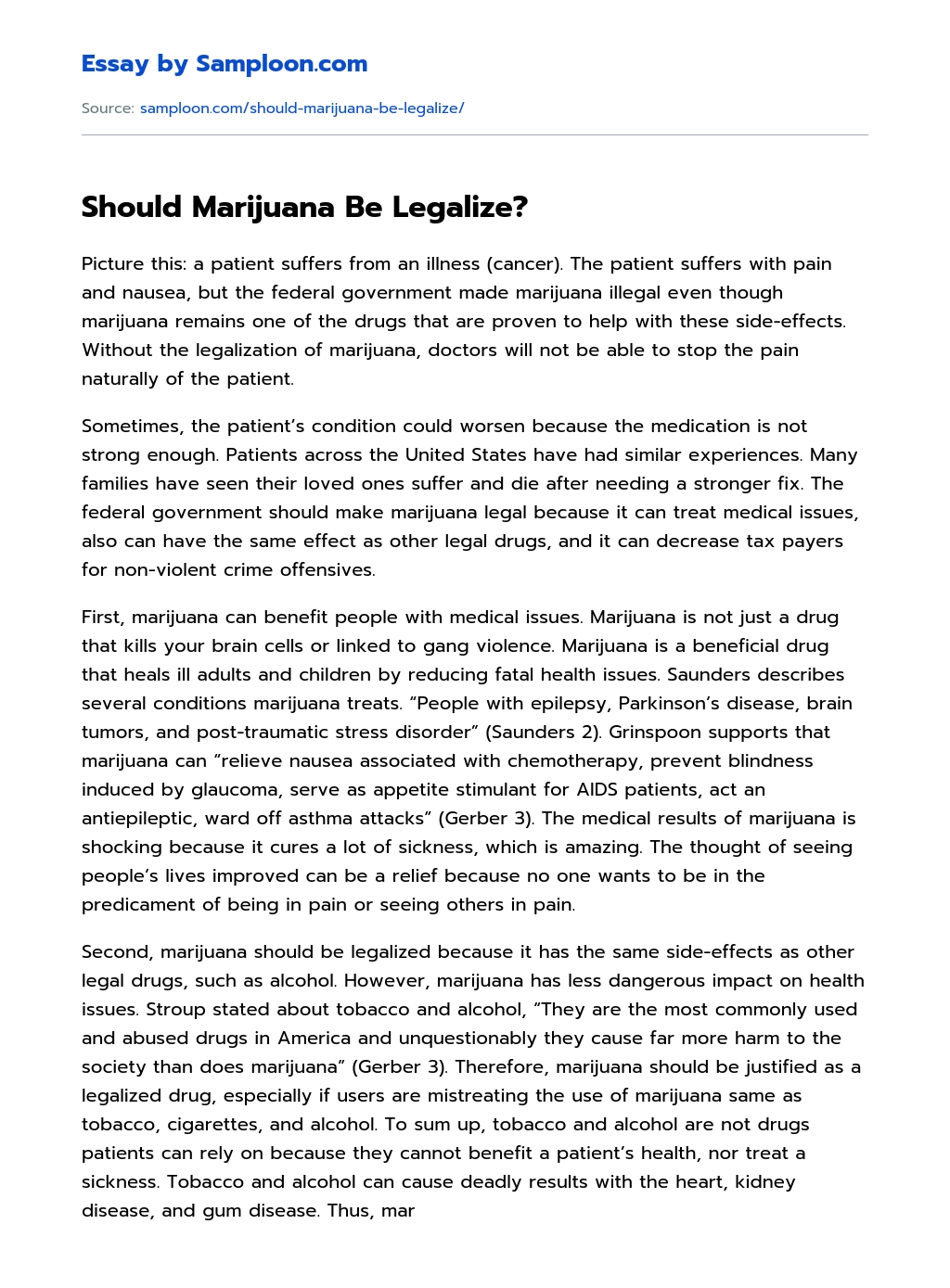 Should Marijuana Be Legalize? essay