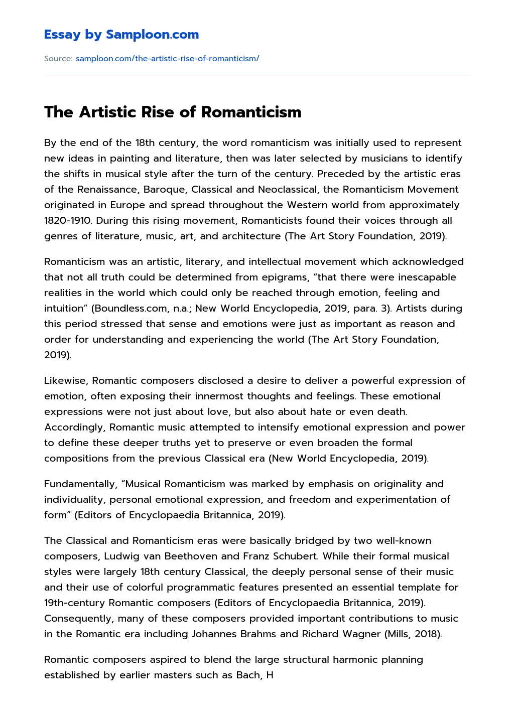 The Artistic Rise of Romanticism essay