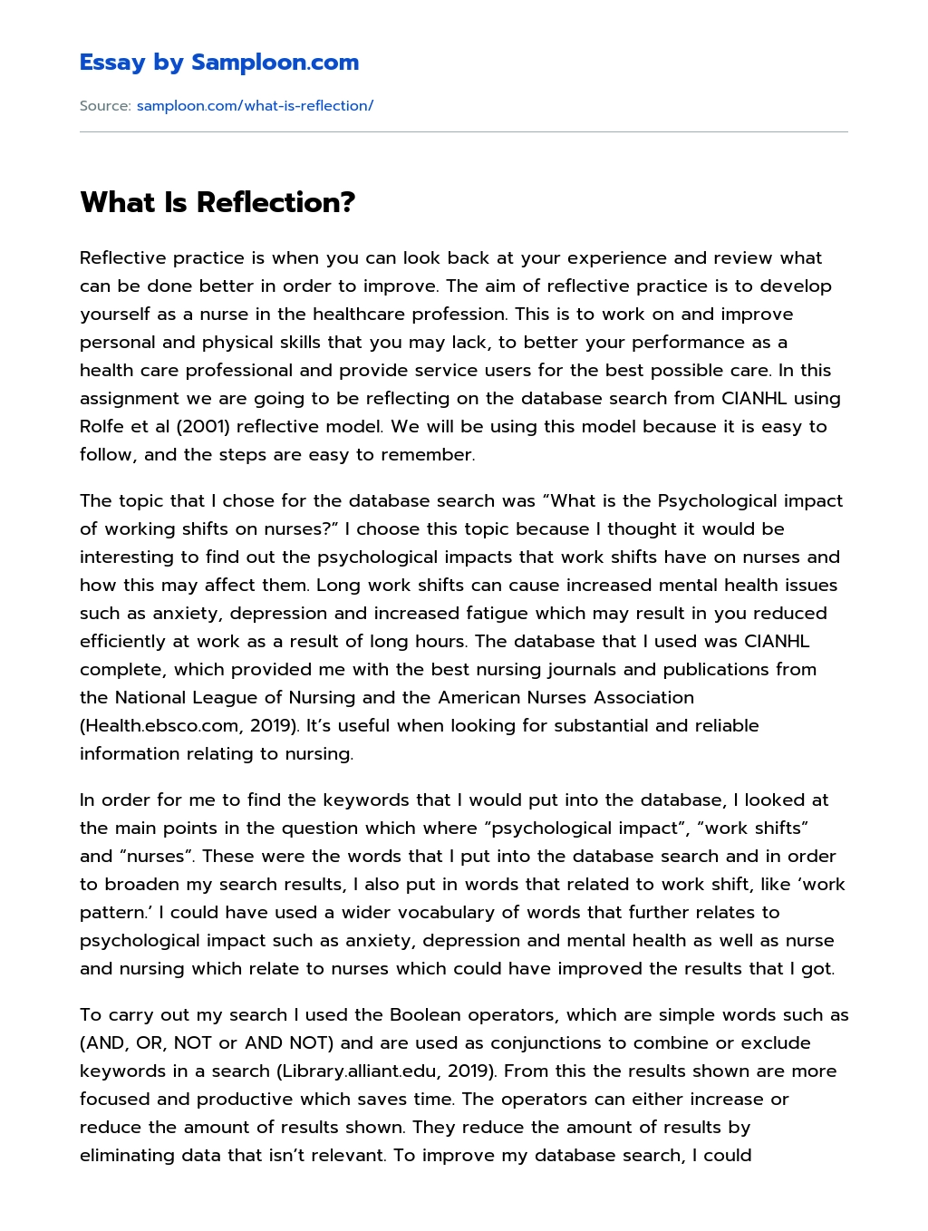 What Is Reflection? essay