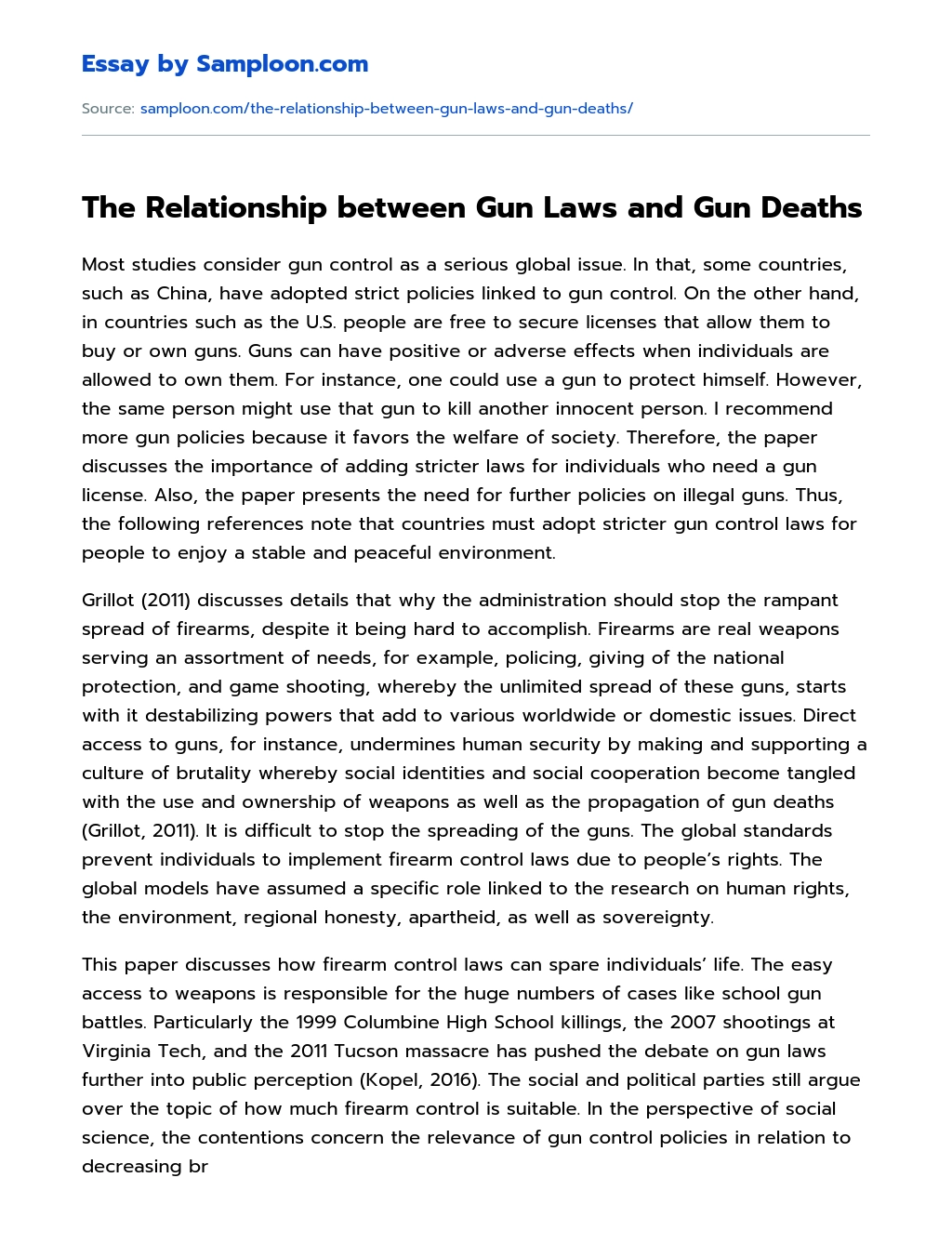 The Relationship between Gun Laws and Gun Deaths essay