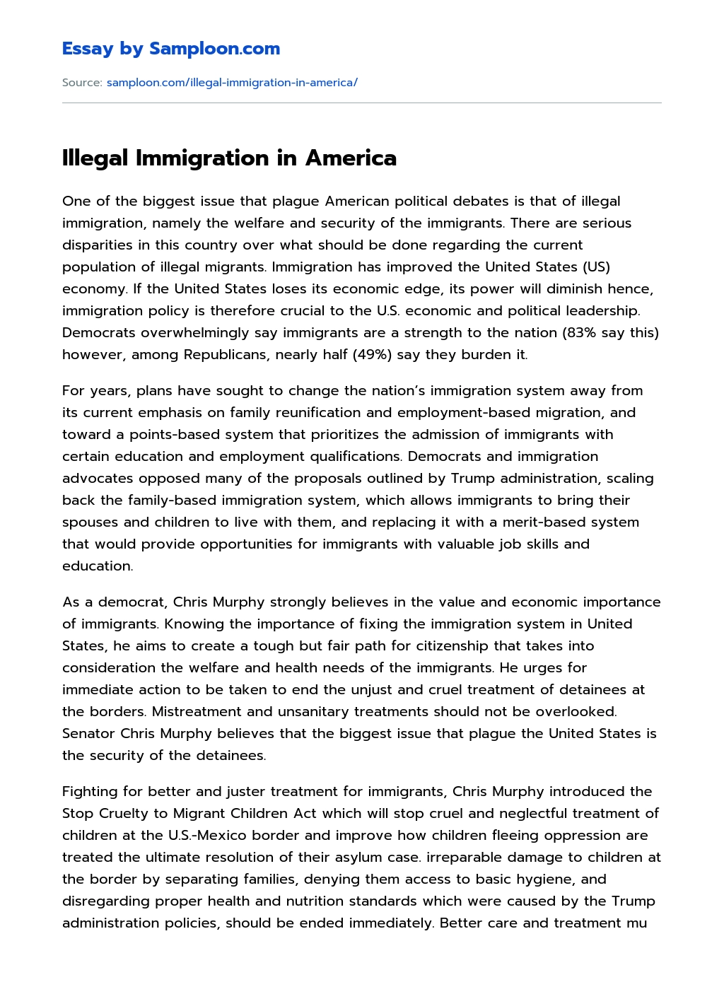 Illegal Immigration as a Huge Problem in the US essay