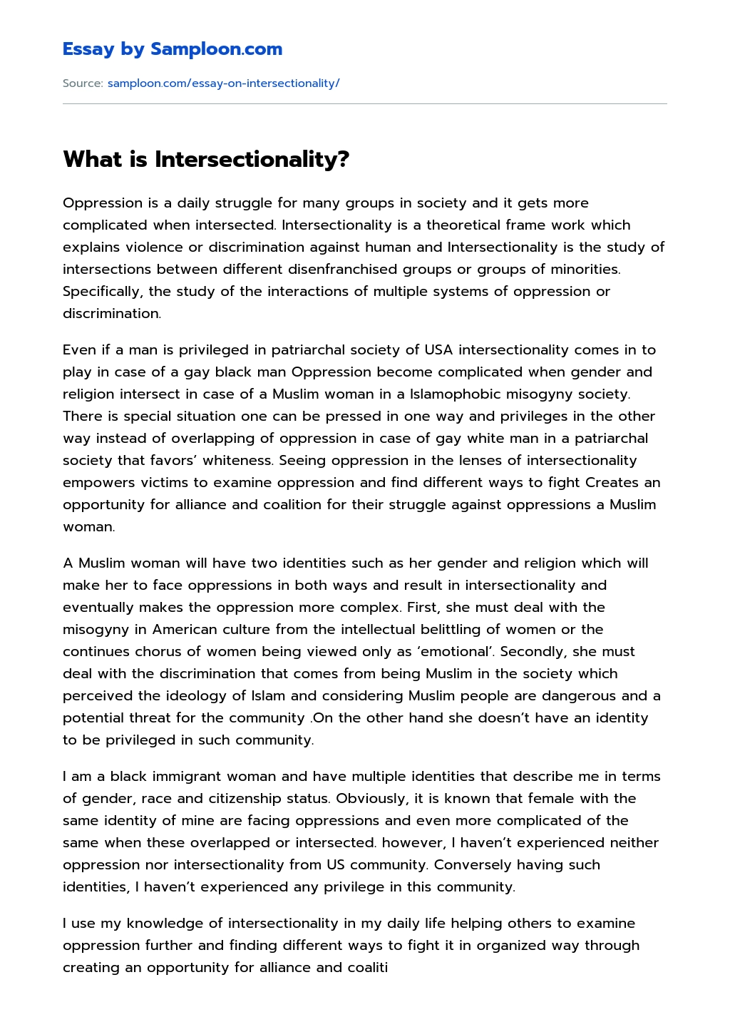 What is Intersectionality? essay