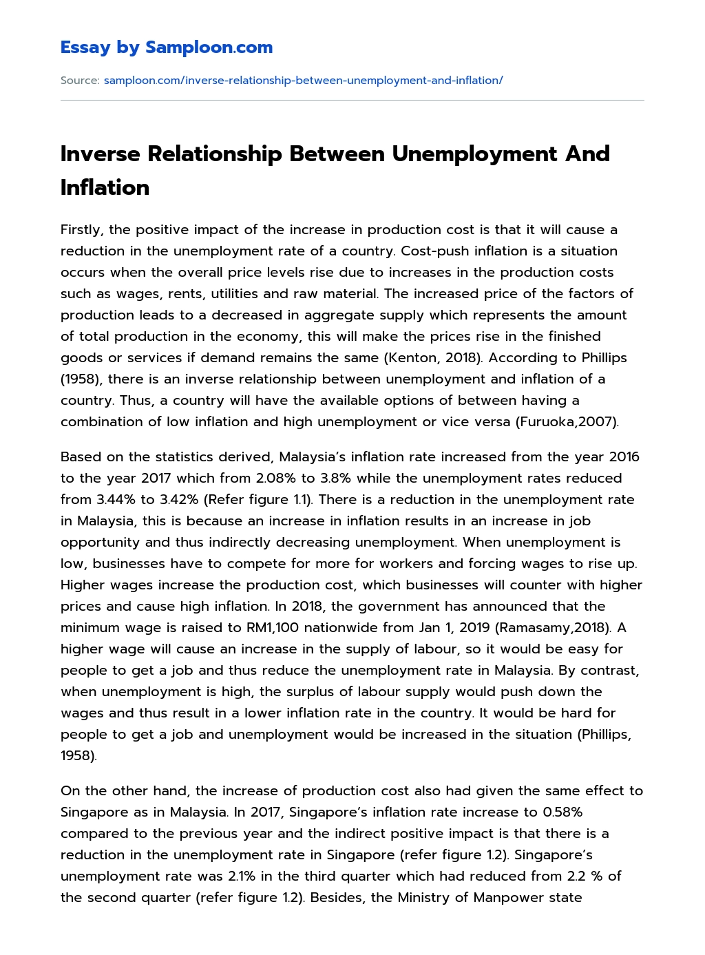 Inverse Relationship Between Unemployment And Inflation essay