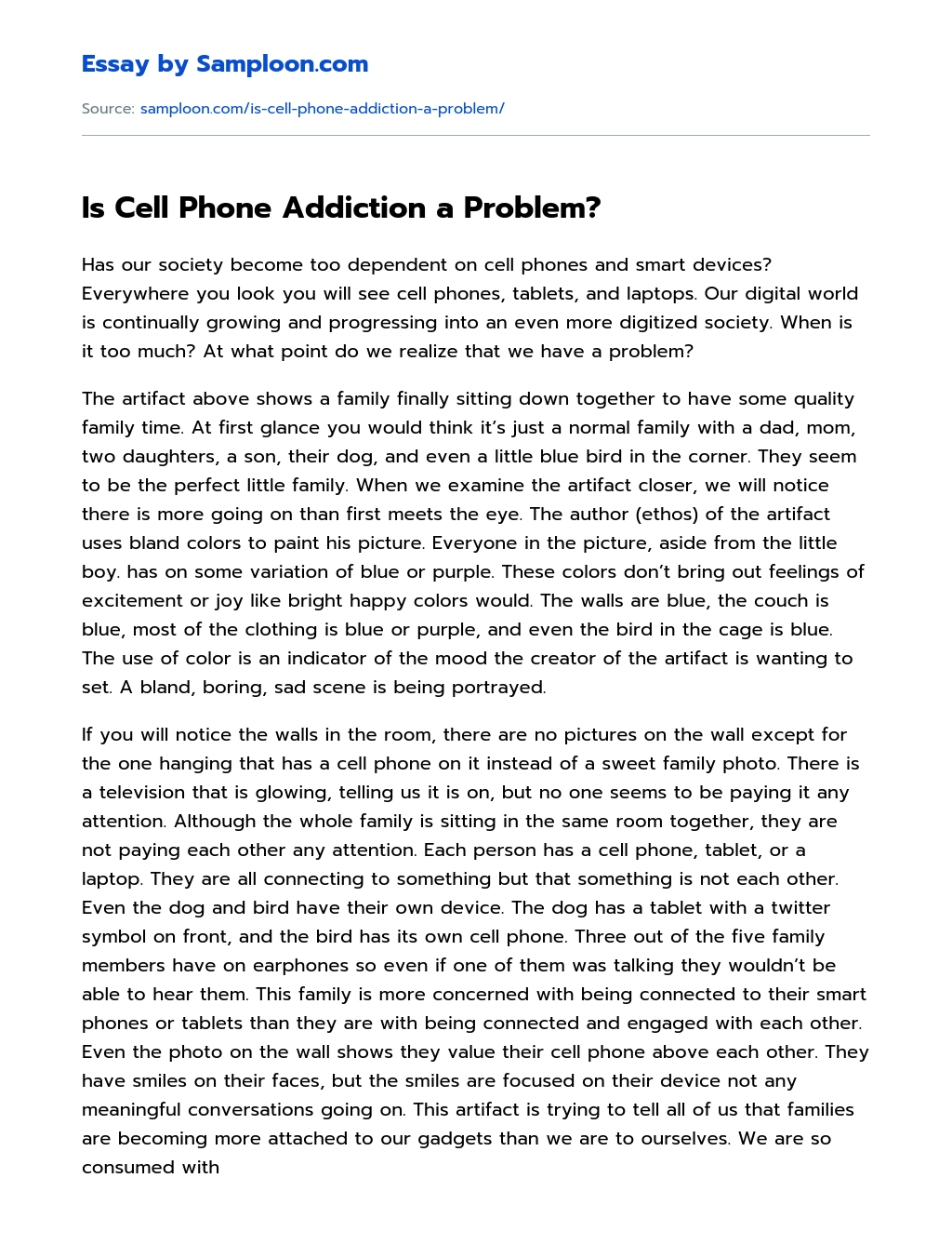Is Cell Phone Addiction a Problem? essay