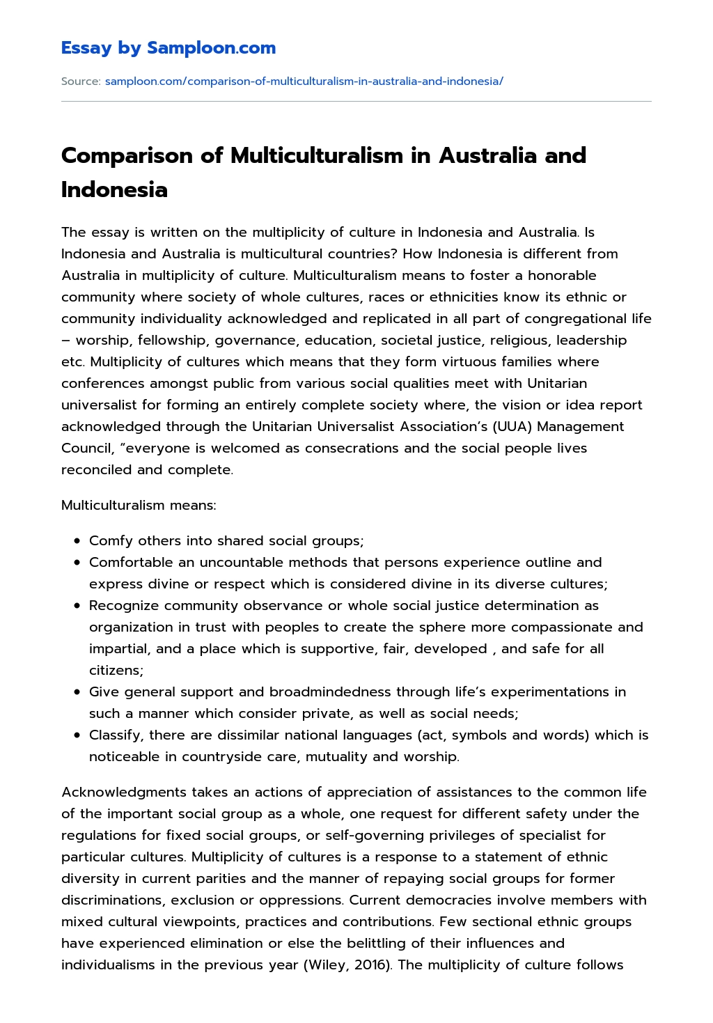 Comparison of Multiculturalism in Australia and Indonesia  essay