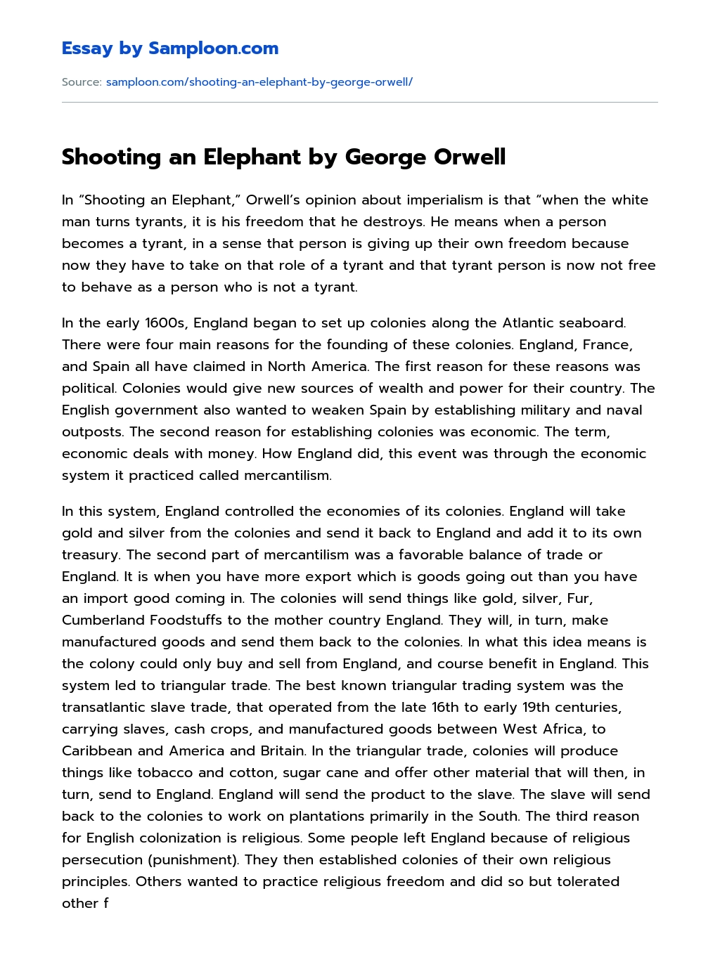 Shooting an Elephant by George Orwell essay