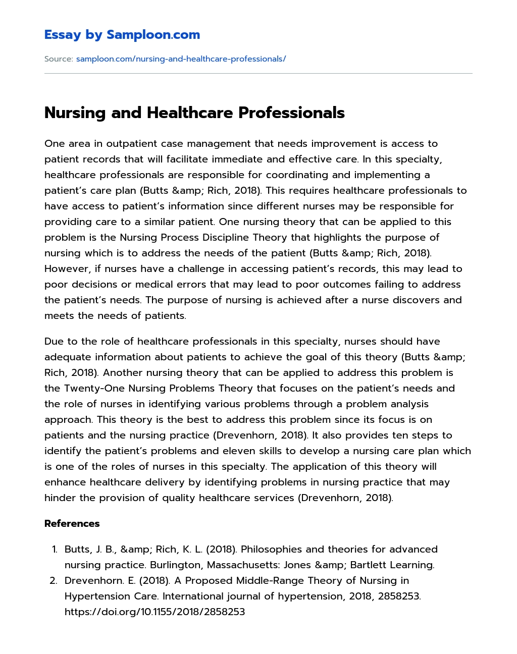 Nursing and Healthcare Professionals essay