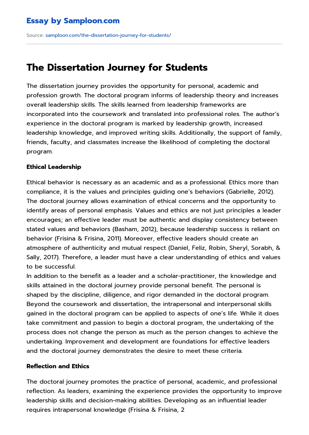 The Dissertation Journey for Students essay