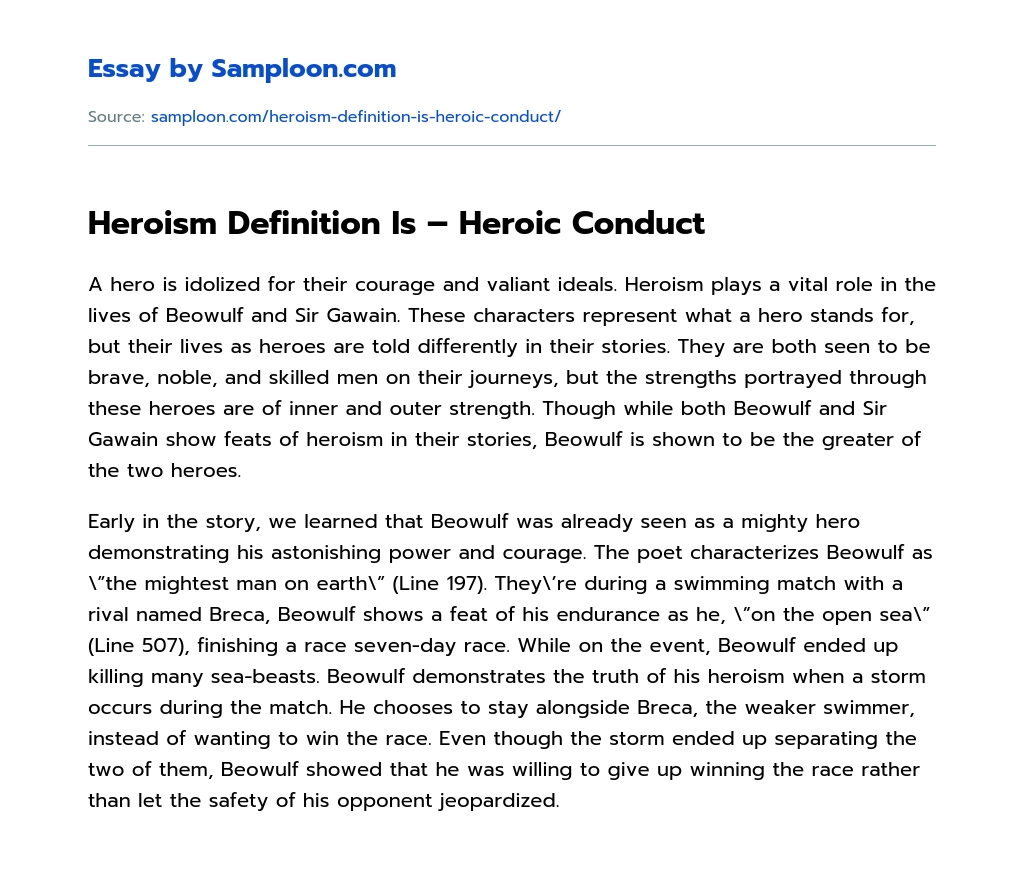 Heroism Definition Is – Heroic Conduct Argumentative Essay essay