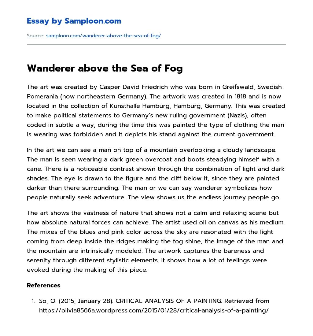 Wanderer above the Sea of Fog Analytical Essay essay