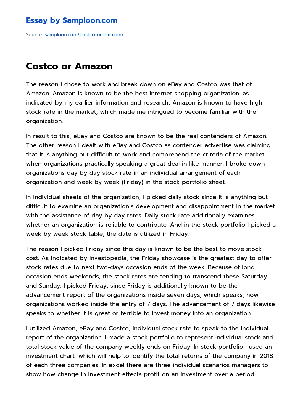 Costco or Amazon essay