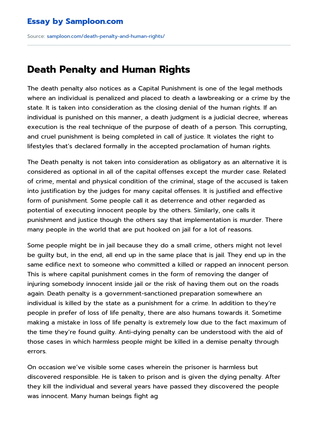 Death Penalty and Human Rights essay