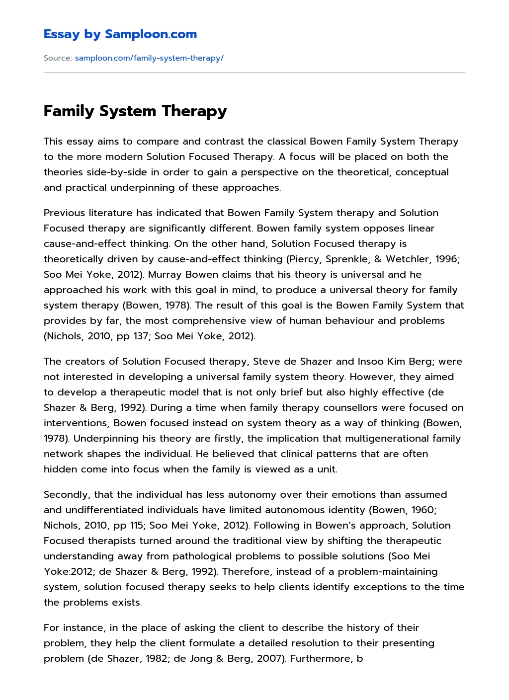 Family System Therapy essay